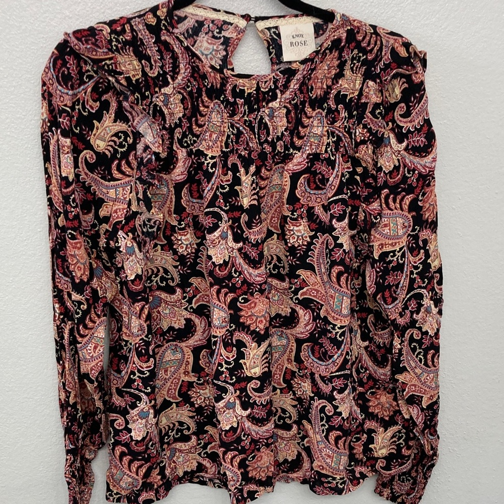 Knox Rose Women's Paisley Blouse (NWT) - Black and Rust